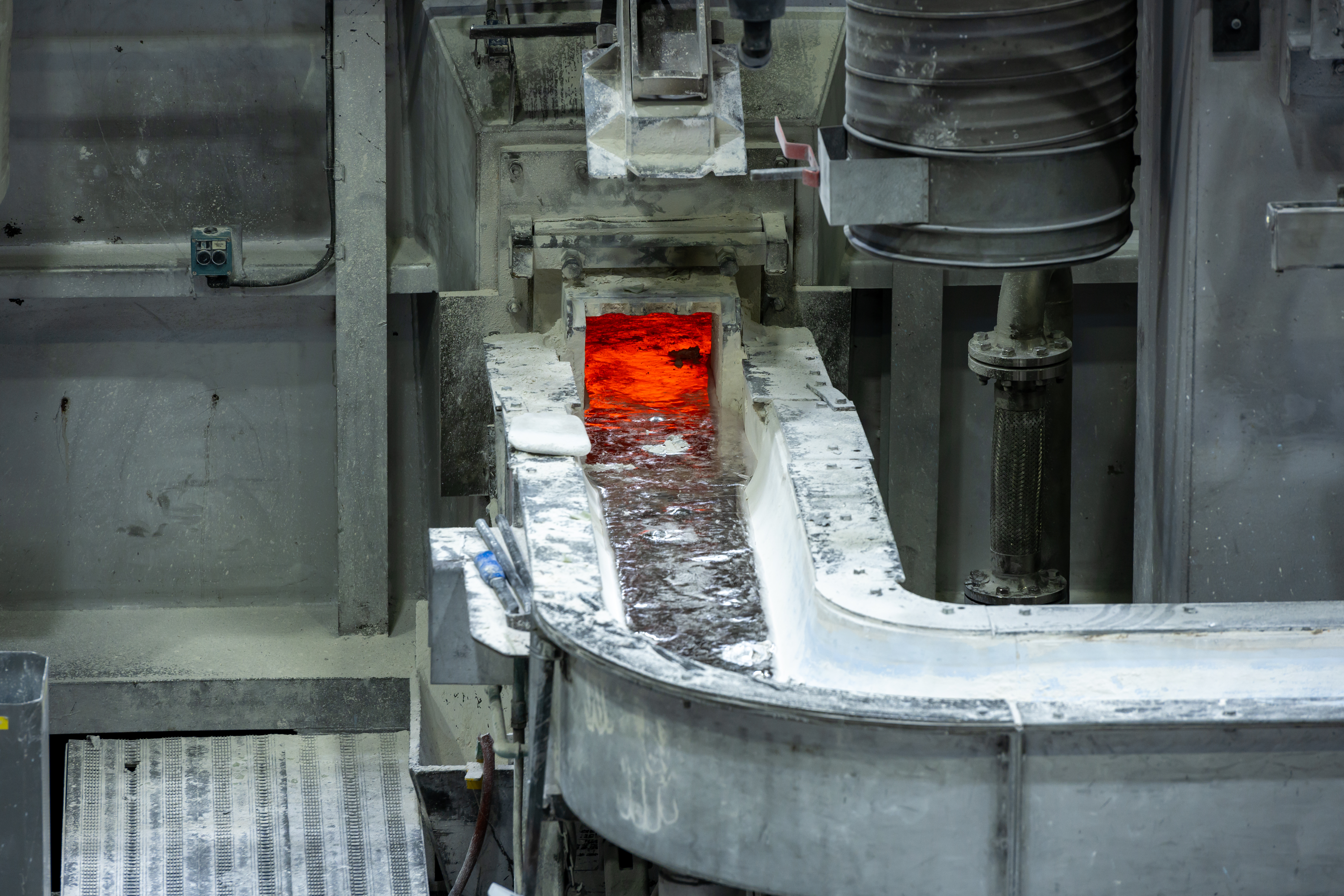 a machine with a red hot liquid inside