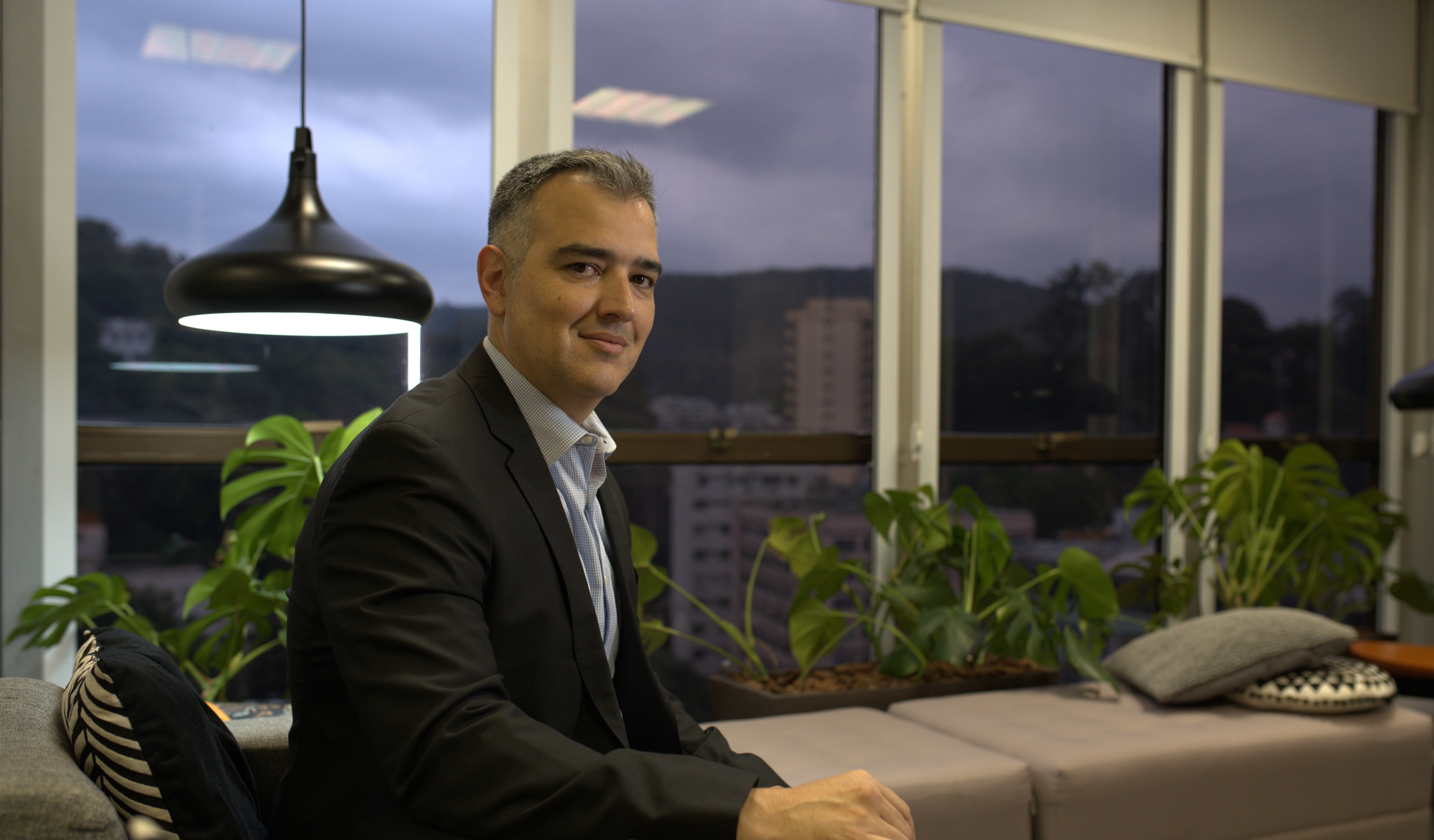 a man sitting in a room