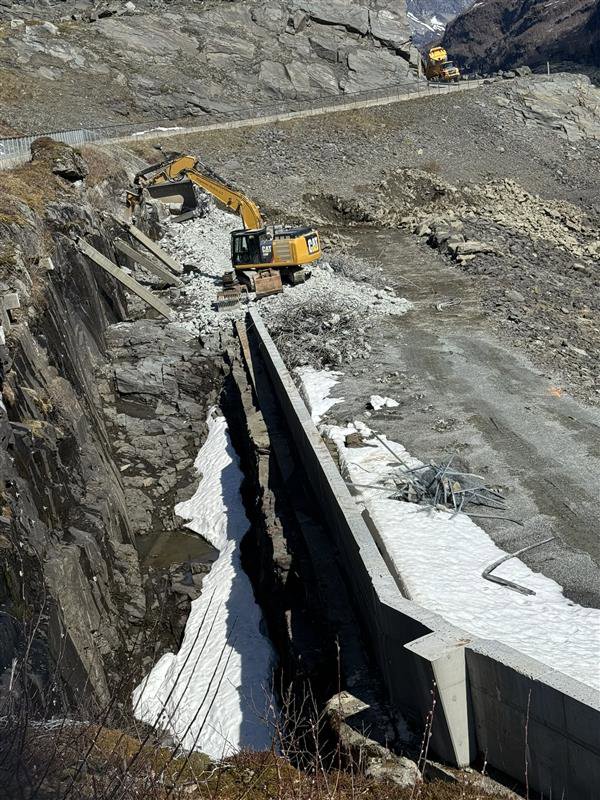 a construction vehicle on a road