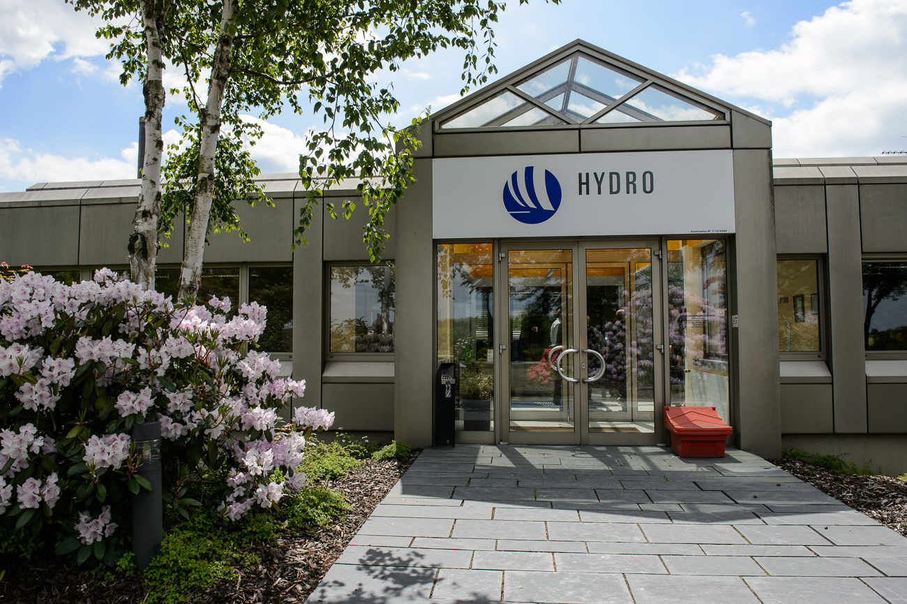 a building with glass doors