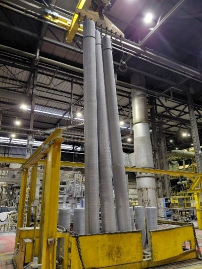 a large metal pipes in a factory